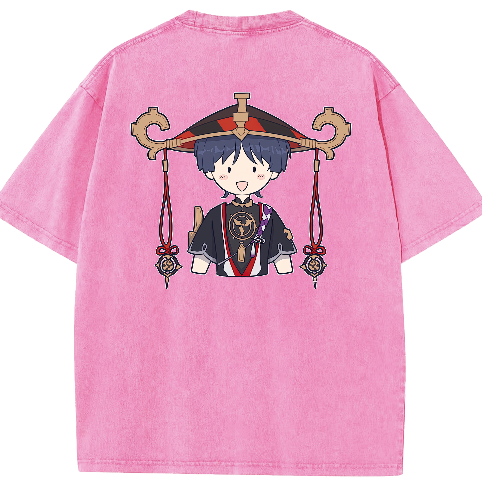 げんし神 さんペい genshin Sanpei 綿100% ヴィンテージ風 半袖Tシャツ（背面プリント）